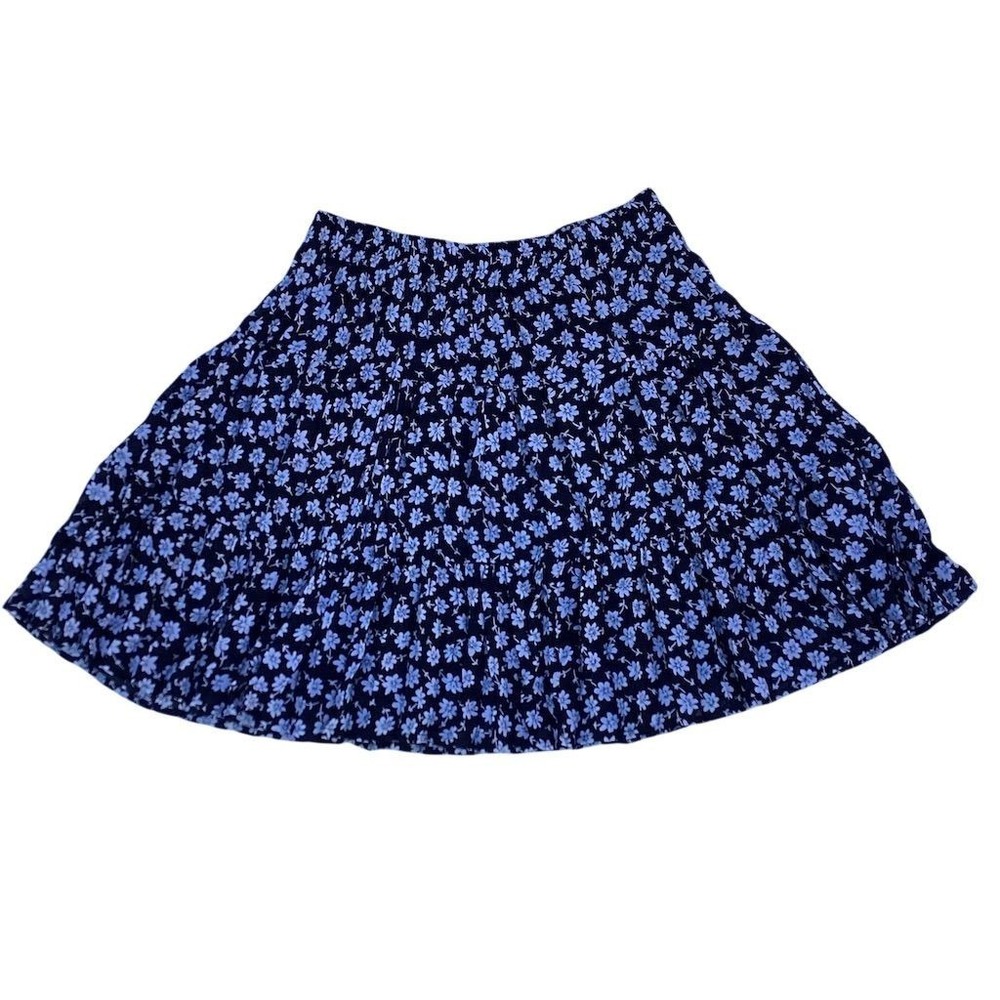 Express Women's Floral Mini Skirt Blue Size S Elastic Waist